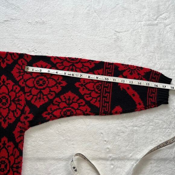 Adele knitwear 1980s vintage red & black geometrical women’s sweater size medium - Picture 5 of 8